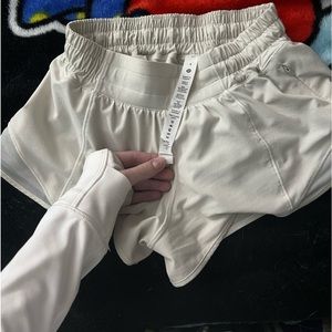 Lululemon Size 0 Hotty Hot Low Rise Lined Shorts, 2.5” in the color bone.
